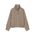 Front flat lay of herringbone stand collar cropped jacket
