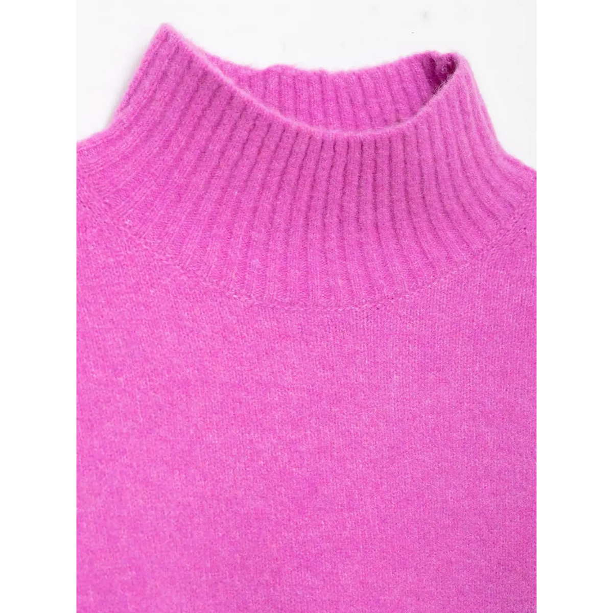Close-up of ribbed mock neck knit texture