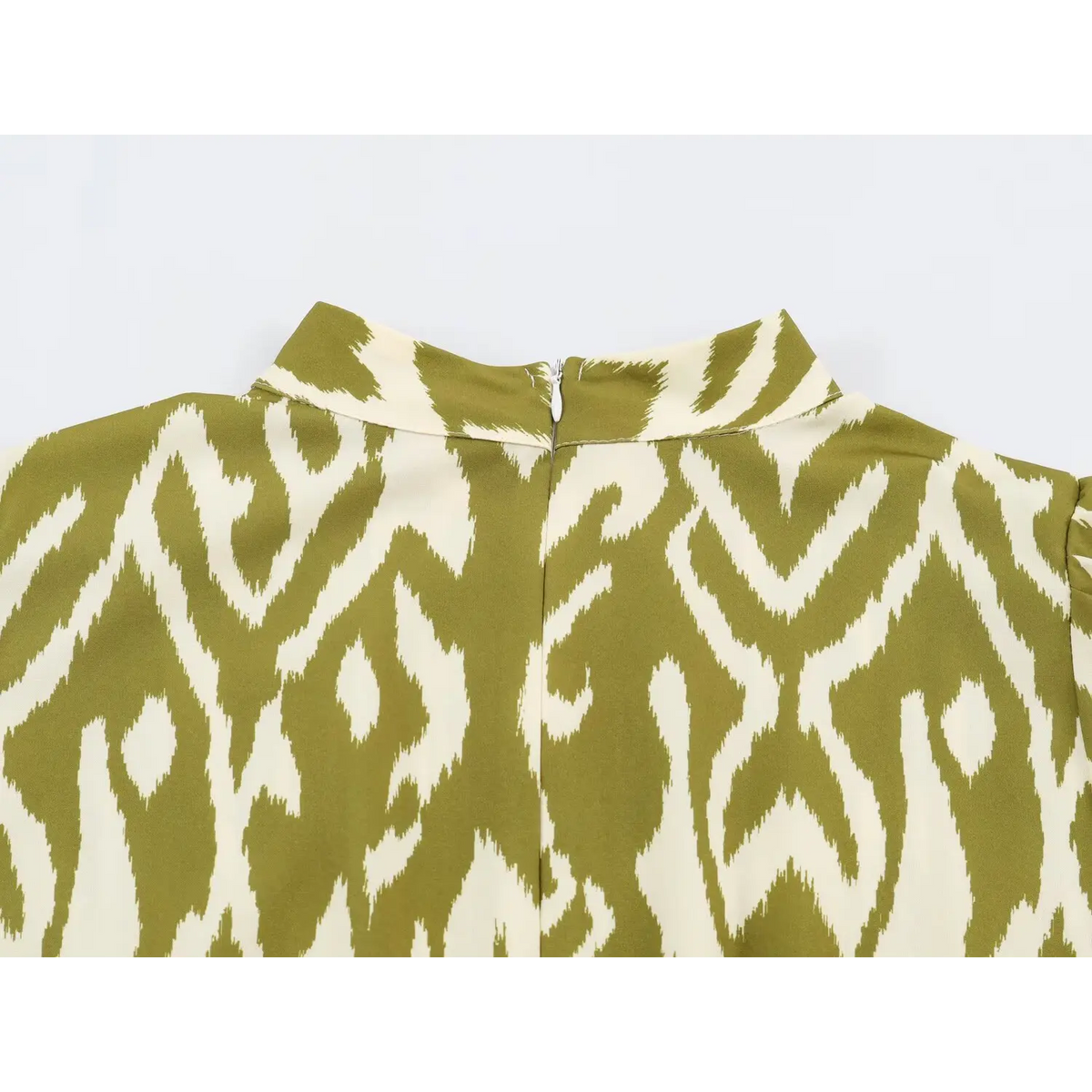 Close-up of back neckline and center zipper