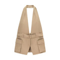 Khaki belted cargo halter vest, front flat lay