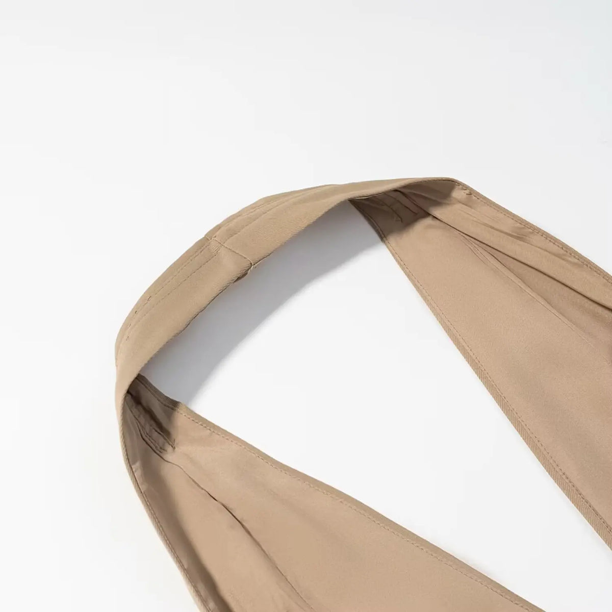 Close-up of khaki halter strap interior