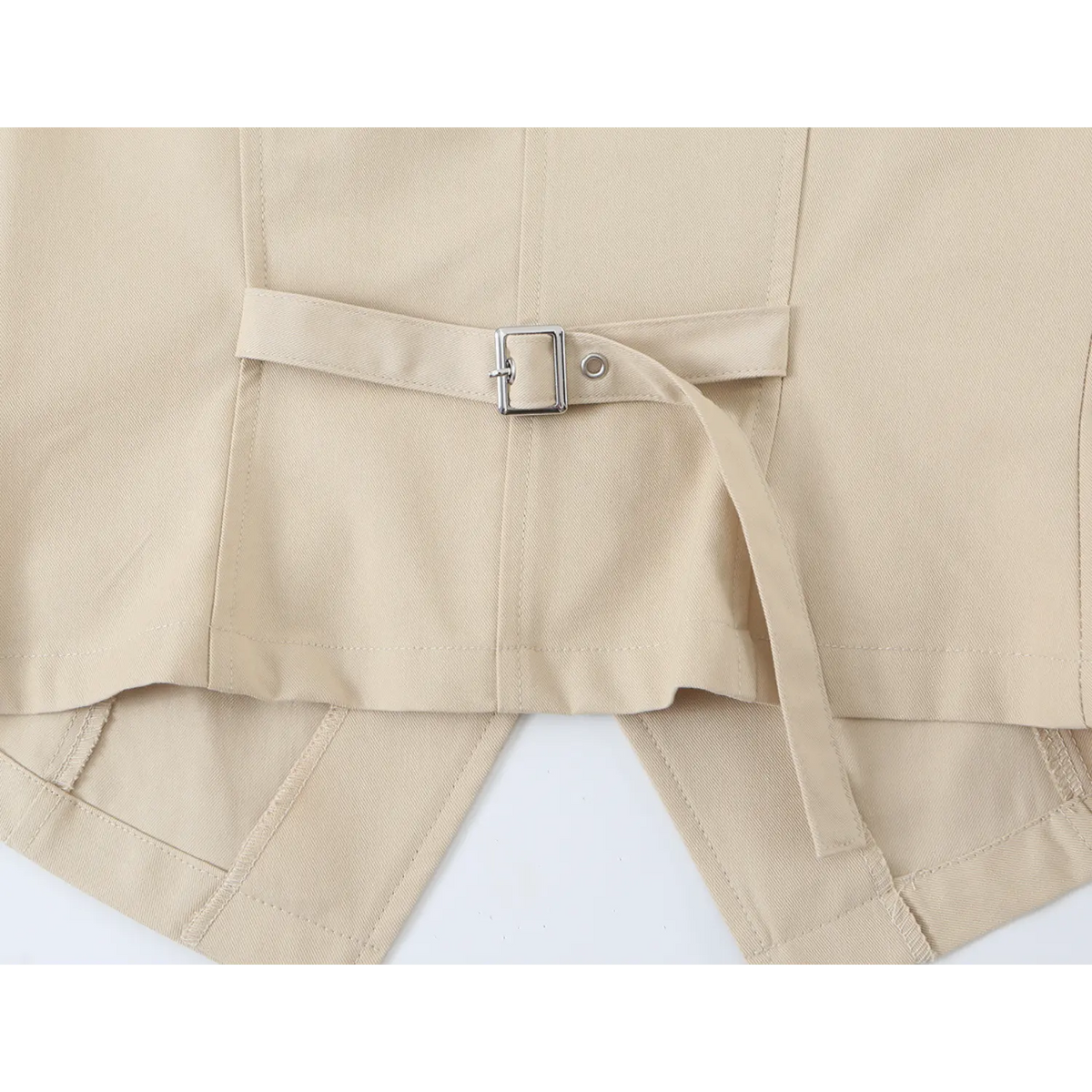 Close-up of adjustable back buckle strap