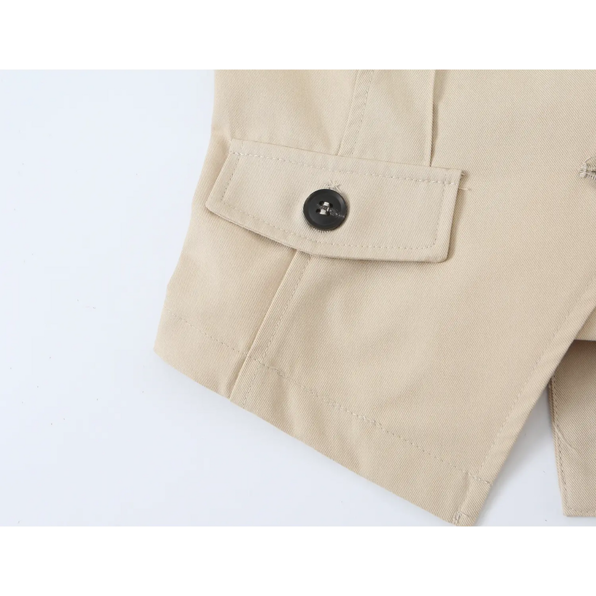 Close-up of flap pocket with button