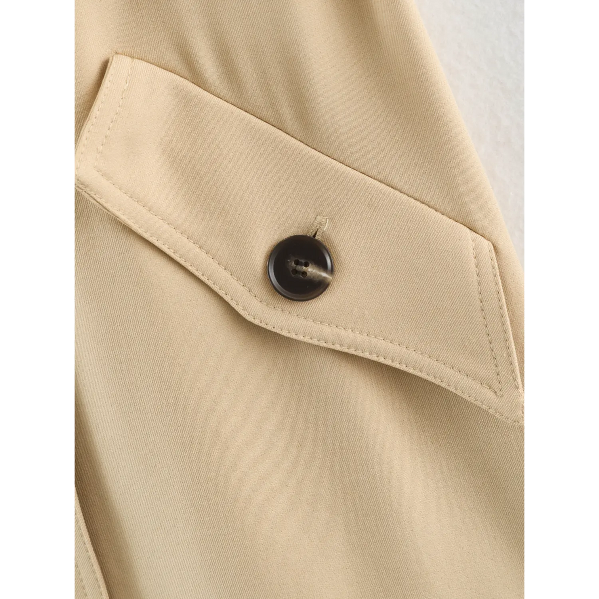 Close-up of flap pocket button