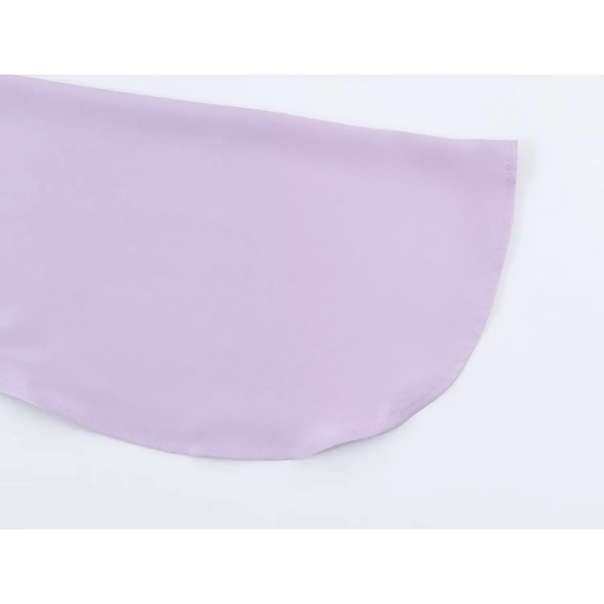 Close-up of curved satin skirt hem