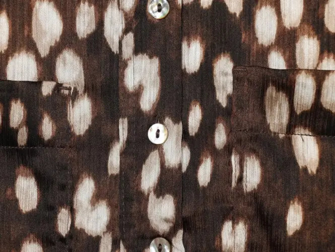 Macro close-up of mother of pearl buttons and chest pockets
