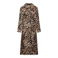 Leopard spot print collared belted midi shirt dress, front flat lay