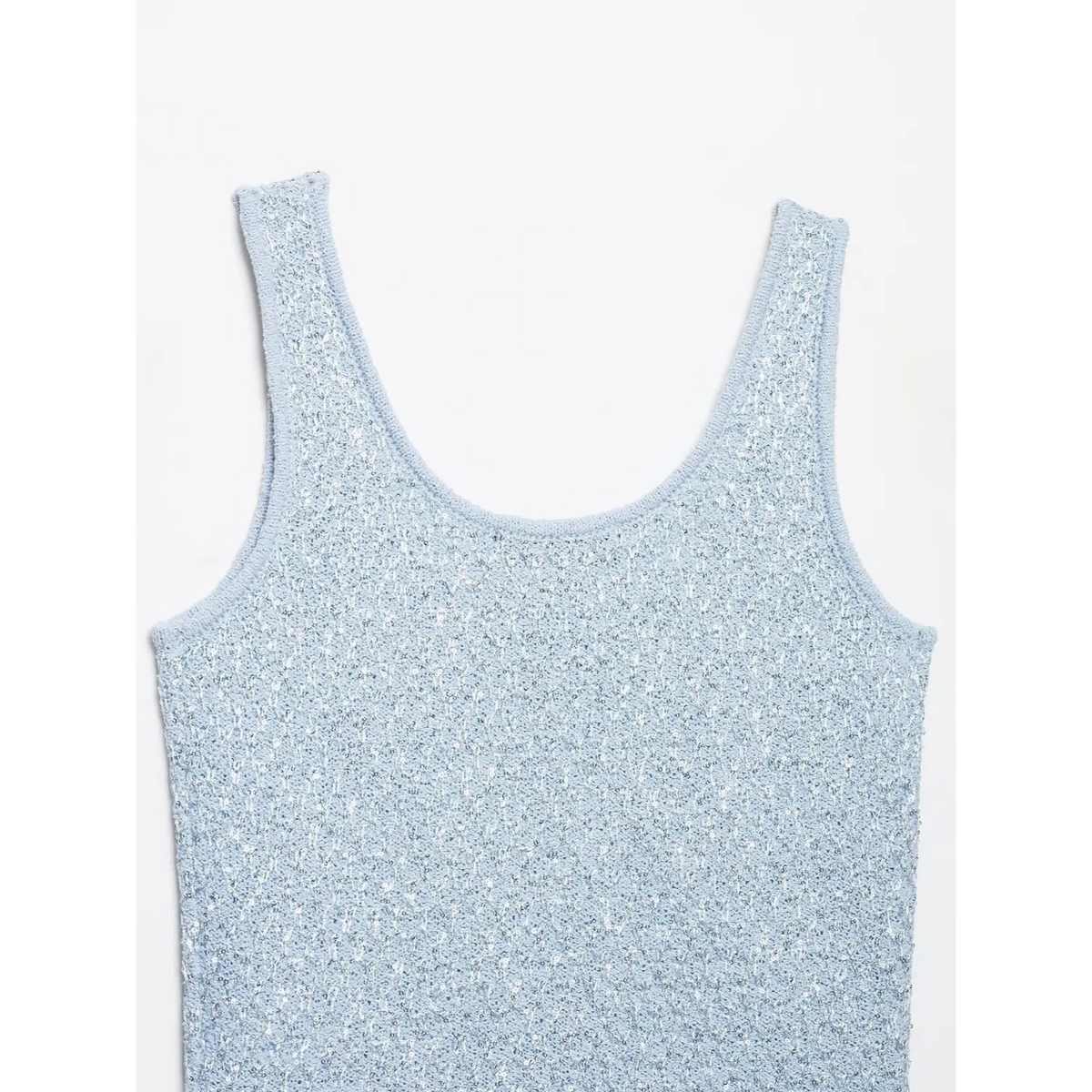 Close-up of neckline and wide strap detail