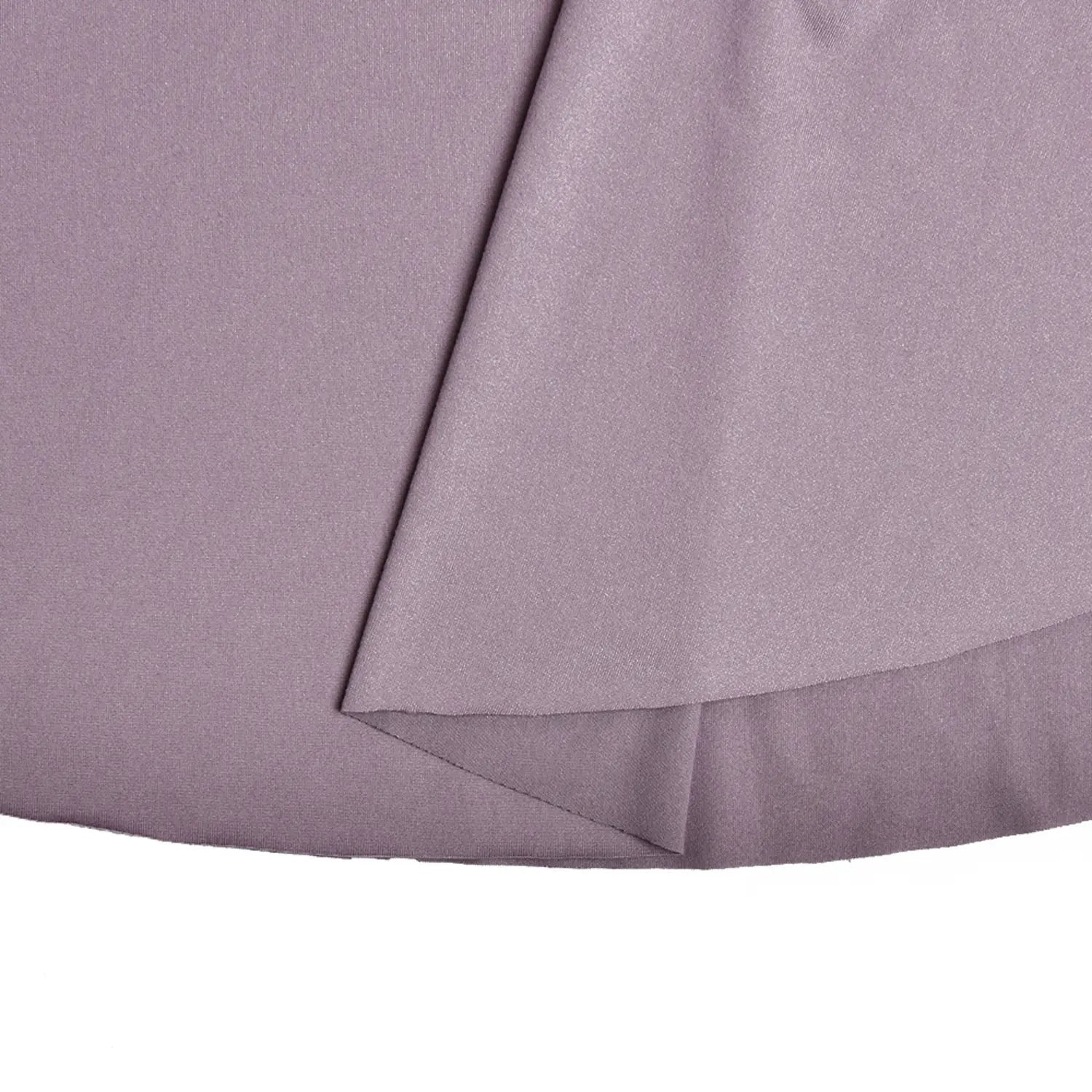 Flared skirt hem and lining detail of lilac short dress