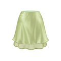 Lime green layered satin mini skirt white flat single shot fresh shiny satin texture double mesh hem lightweight drape A-line skirt