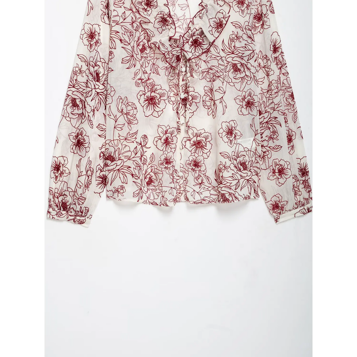 Close-up of hem and front button placket