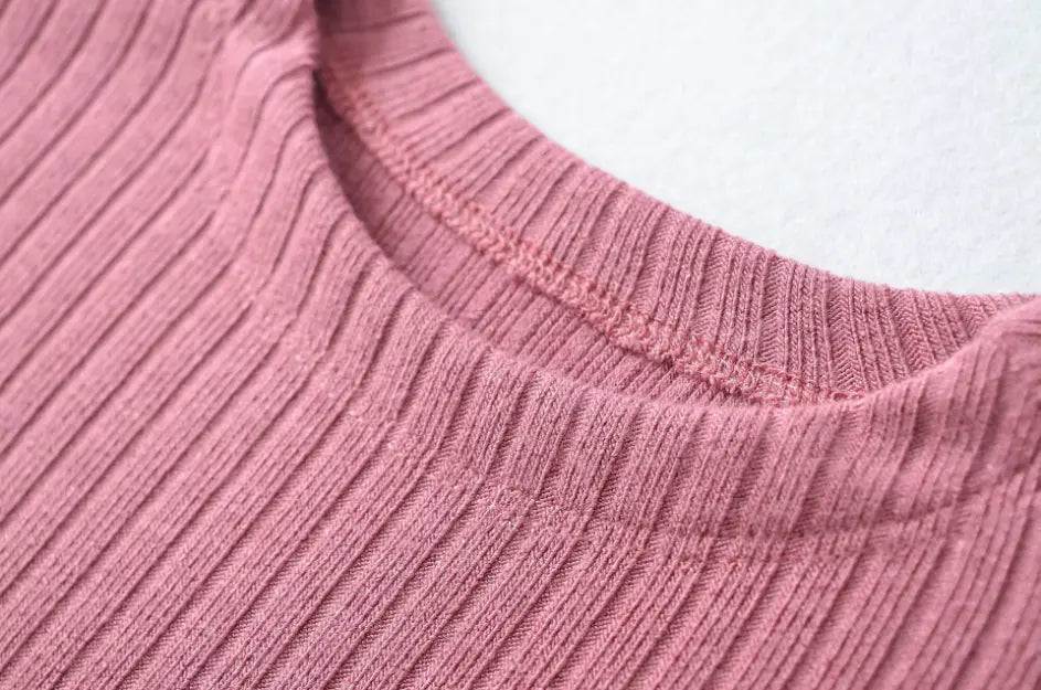 Macro close-up of neckline binding stitch