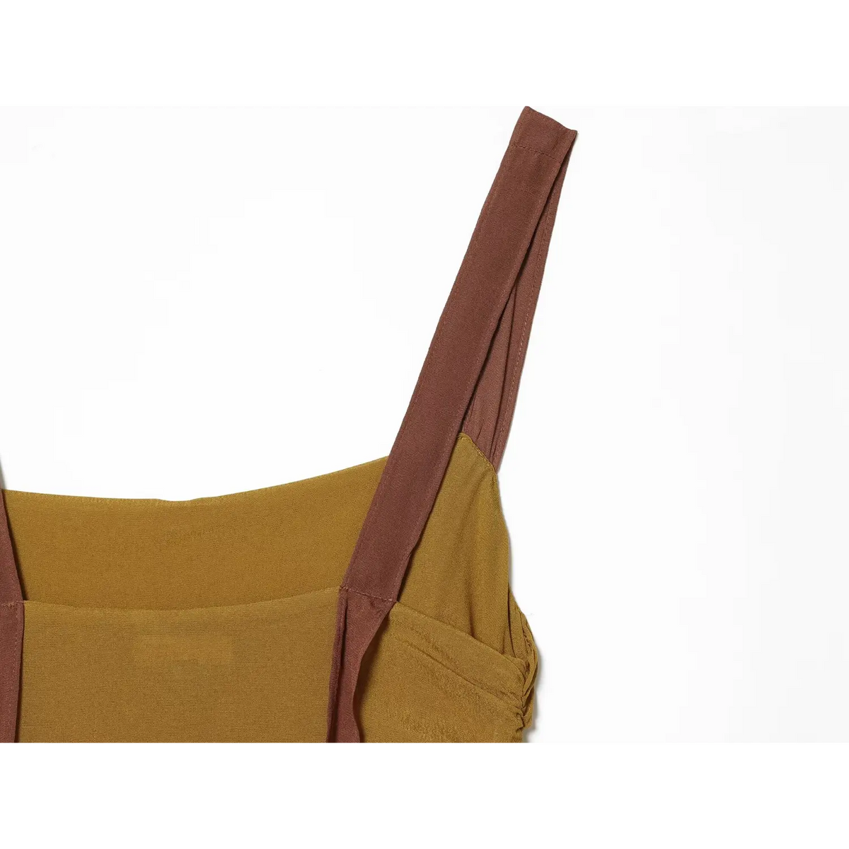 Close-up of strap top stitching detail
