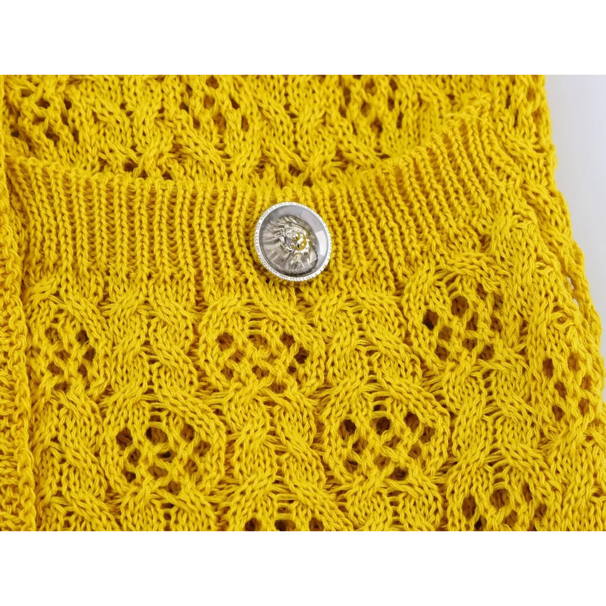 Close-up of pocket button detail