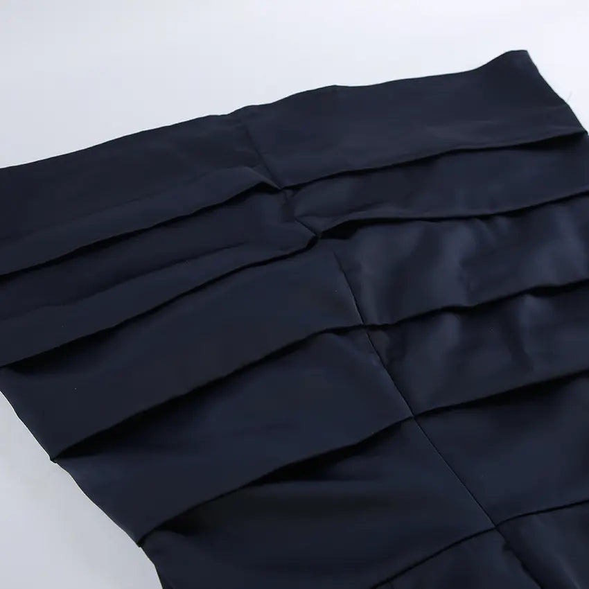 Close-up of ruched skirt detail