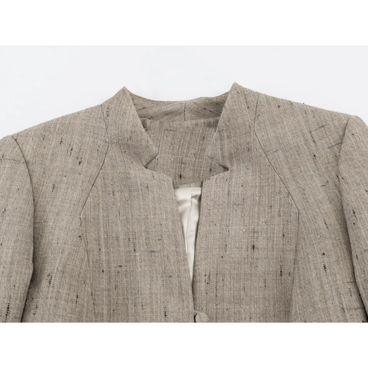 Close-up of stand collar and open placket