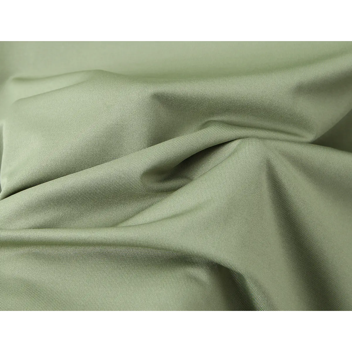 Close-up of the olive green fabric texture, showing the fine knit pattern and stretch.
