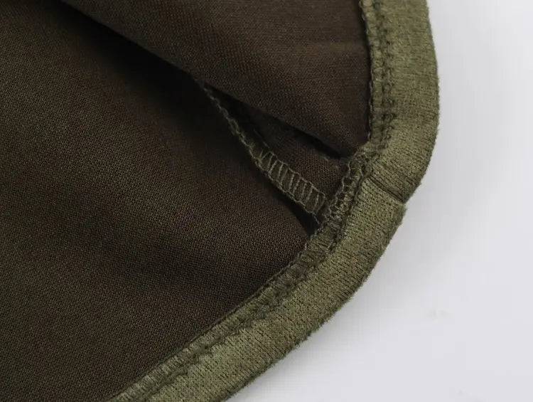 Close-up of brown lining and hem binding