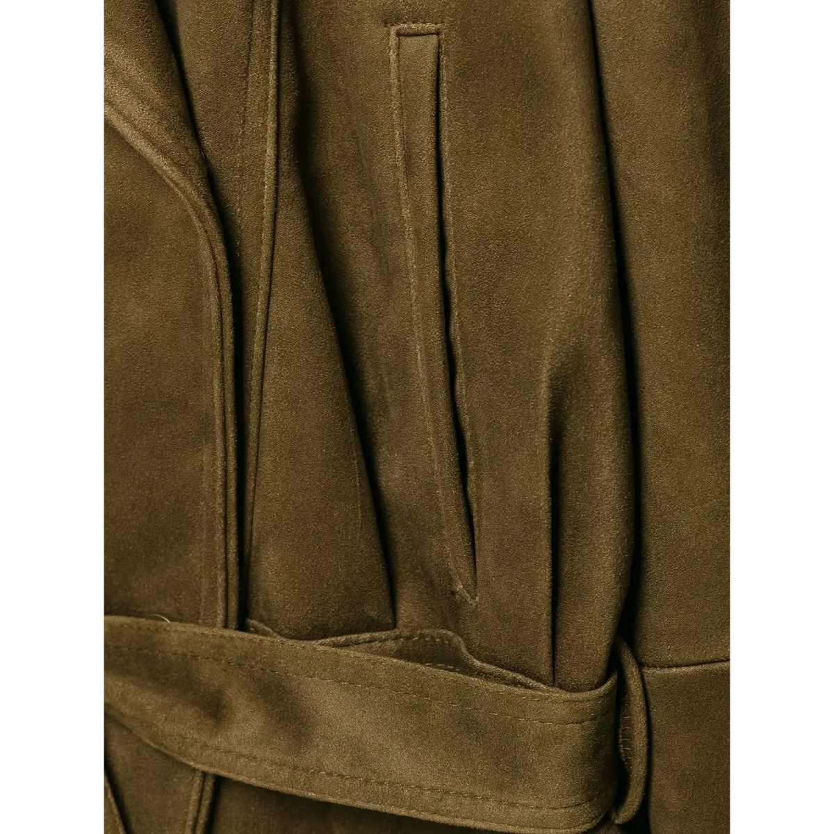 Close-up of slash pocket and belt