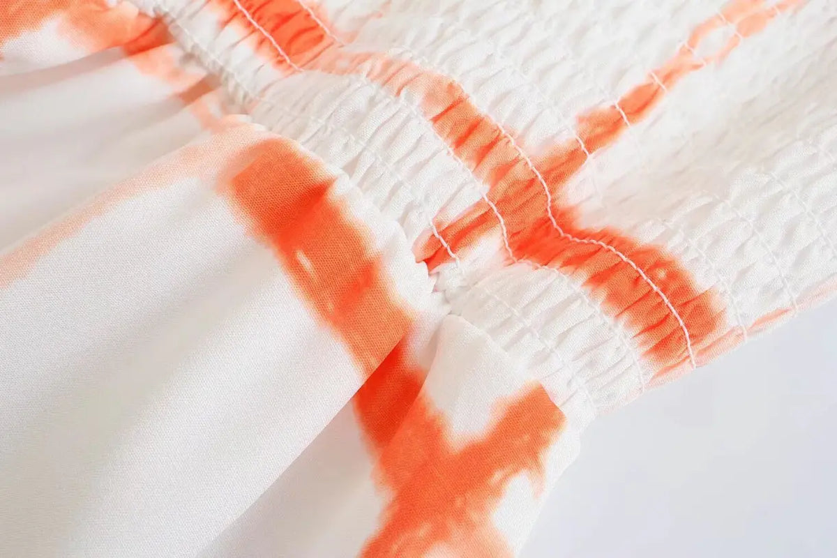 Close-up of mini hem stitching and grid print