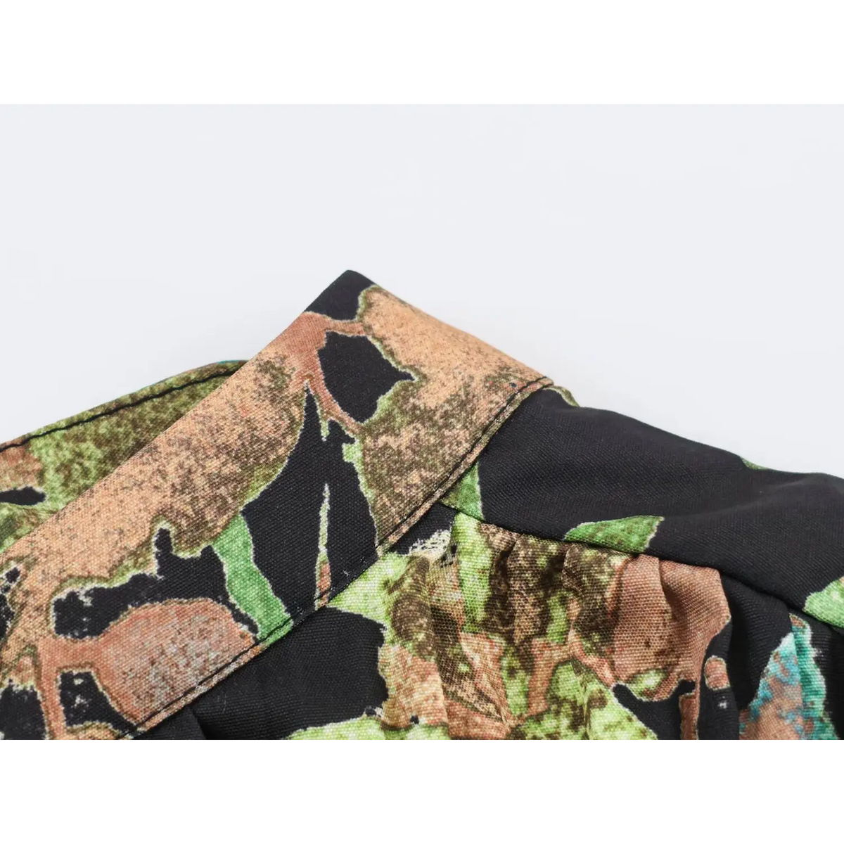Close-up of high collar stitching detail