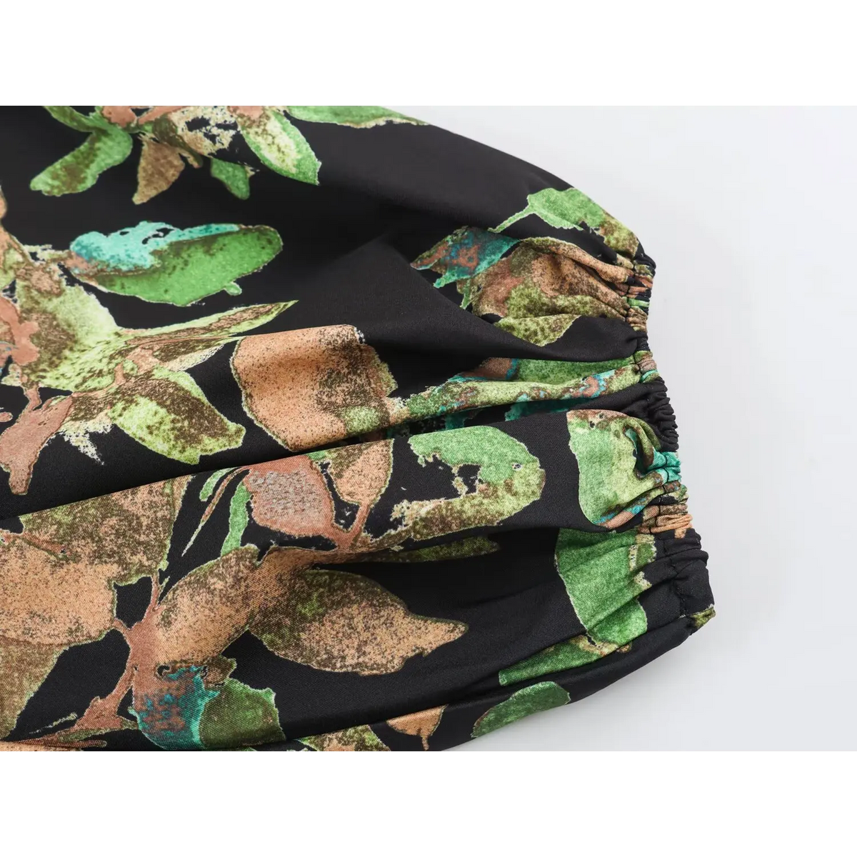 Close-up of elasticated puff sleeve cuff