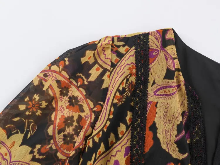 Close-up of shoulder yoke and lace trim