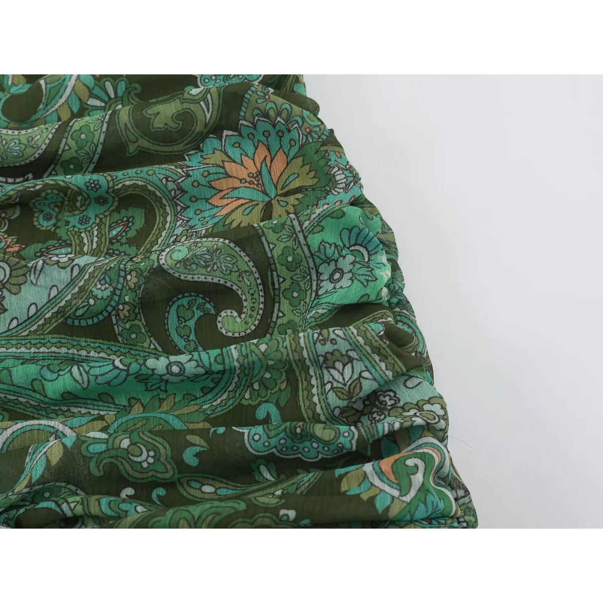 Close-up of ruched waist detail
