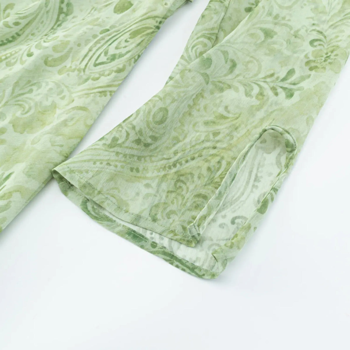 Close-up of split bell sleeve cuff