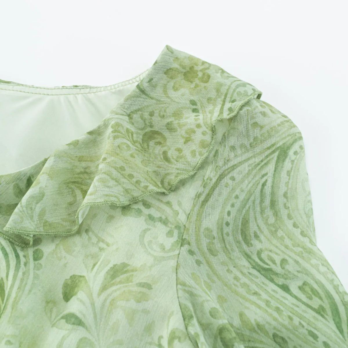 Close-up of ruffle collar detail