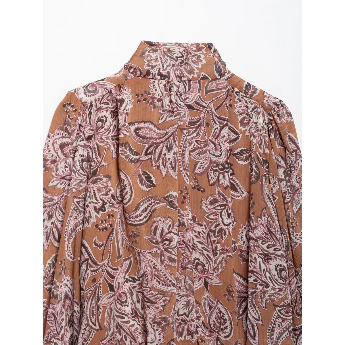 Close-up of back neckline pleats