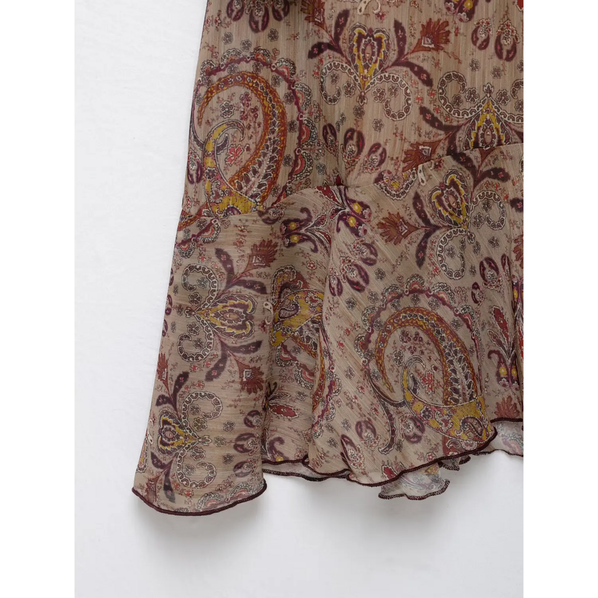 Close-up of ruffle hem and tiered detail