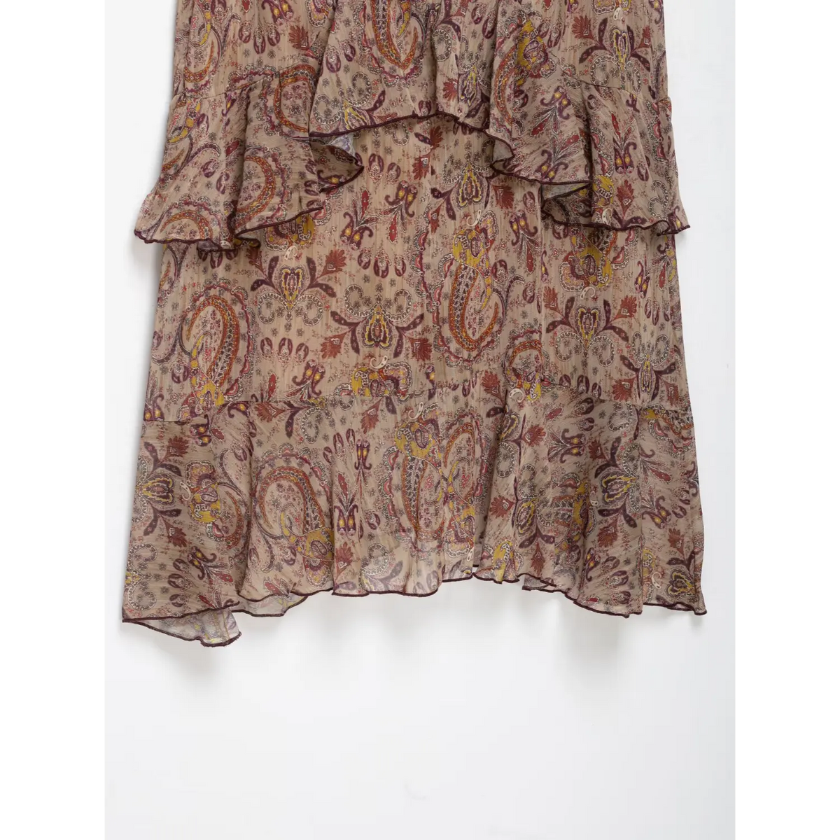 Close-up of layered ruffle hem