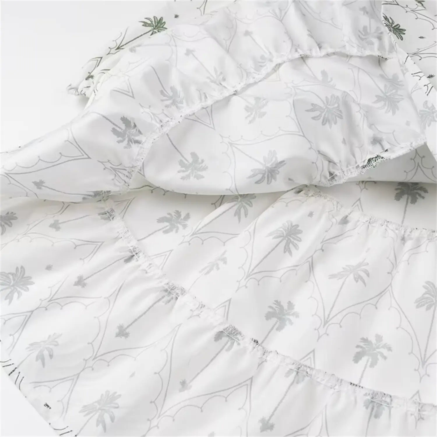 Close-up of tiered ruffle skirt seam and inner lining