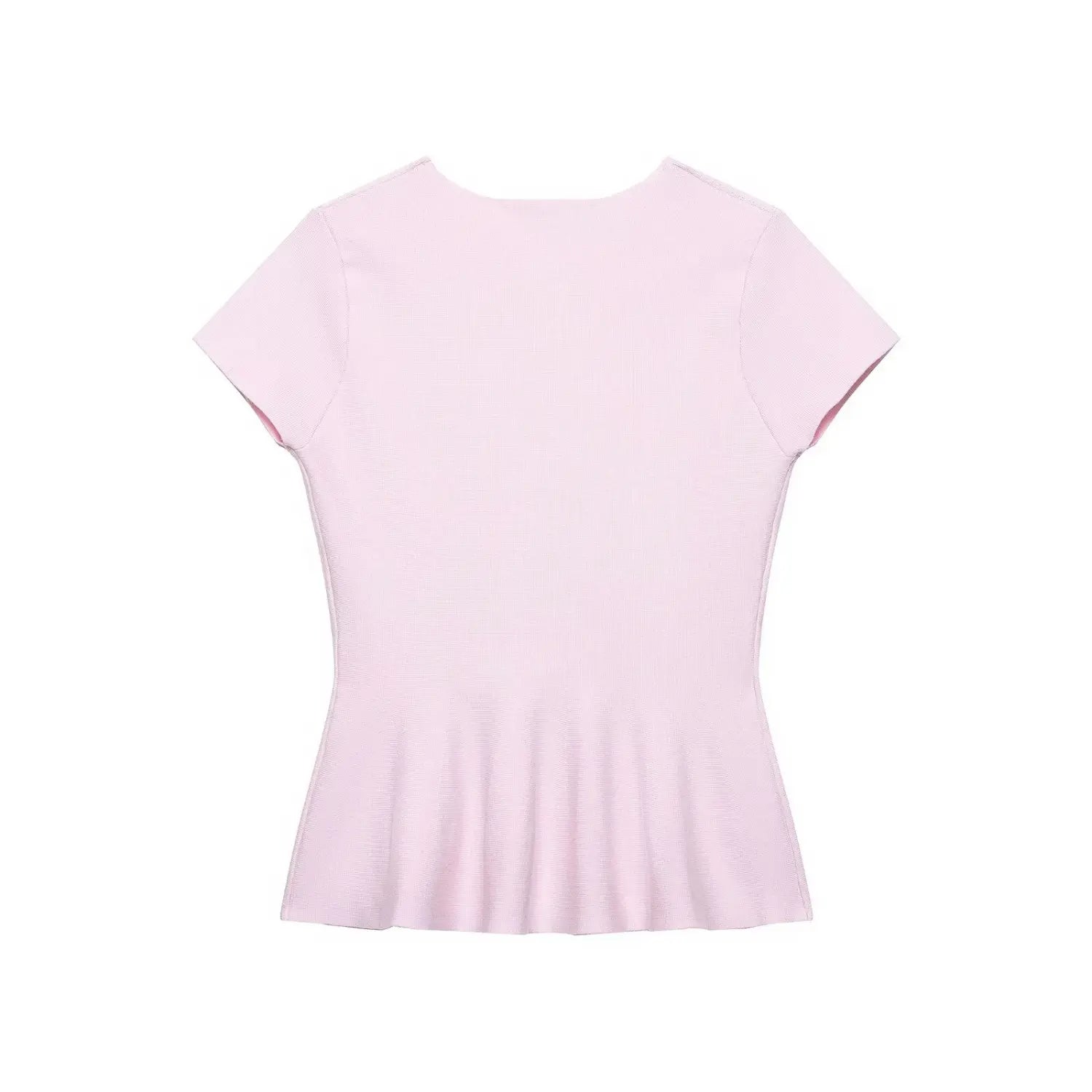 Close-up texture of soft fine rib knit fabric for peplum short sleeve top