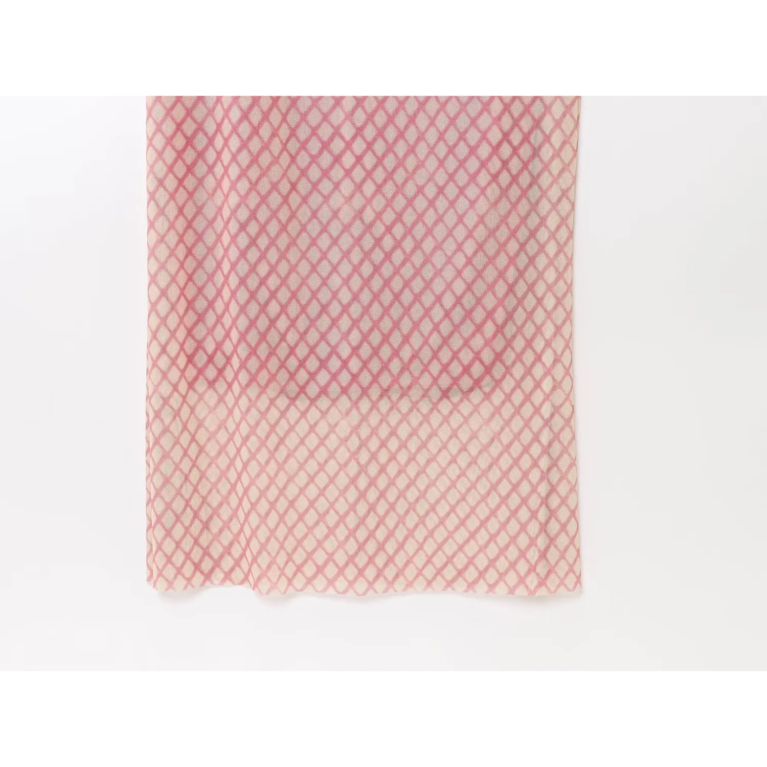Vertical flat view of pink grid mesh fabric skirt part for slip midi dress