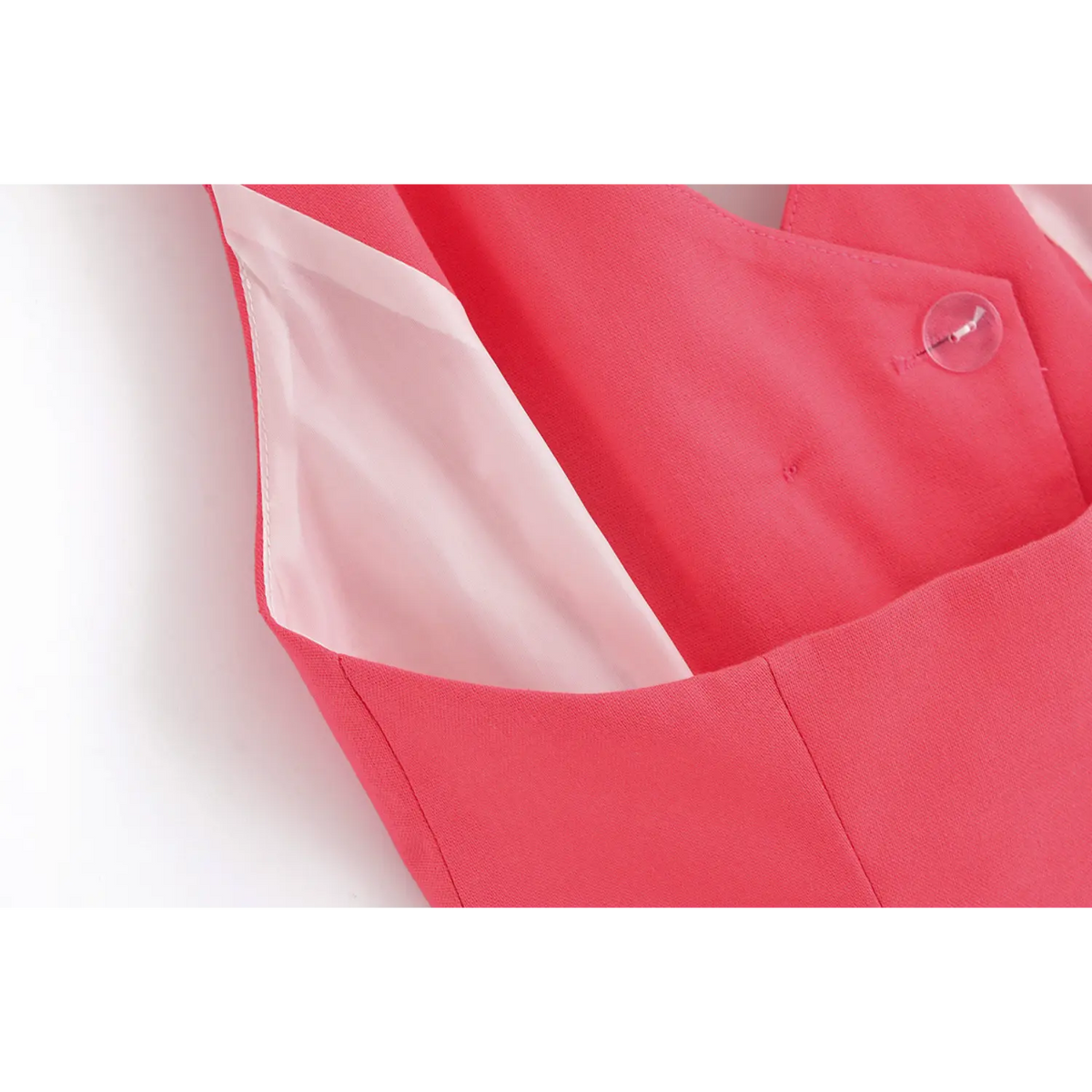 Close-up of lining and back button