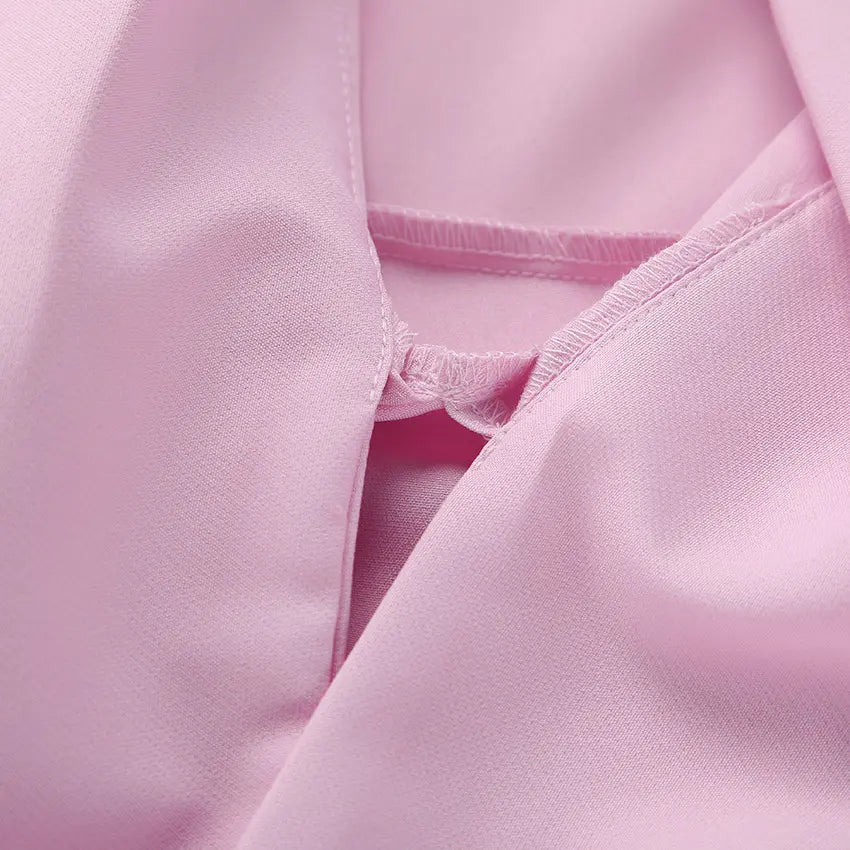 Close-up of neckline seam