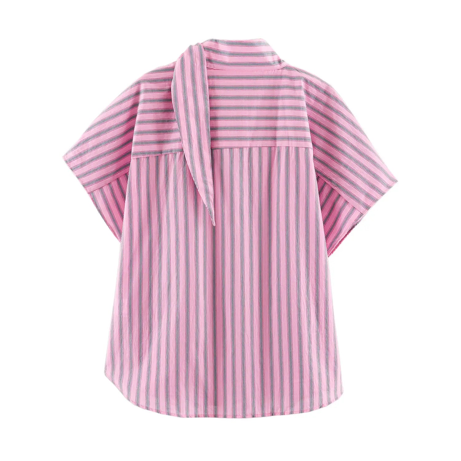 Back flat lay blouse, back self tie sash detail, yoke panel, loose relaxed fit hem