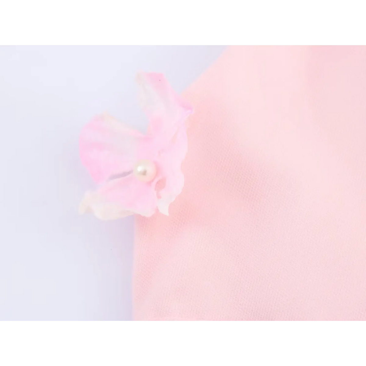 Close‑up of 3d fabric flower applique detail