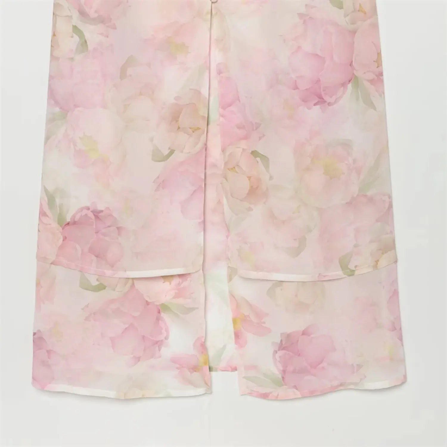 Partial view of back skirt slit hem detail