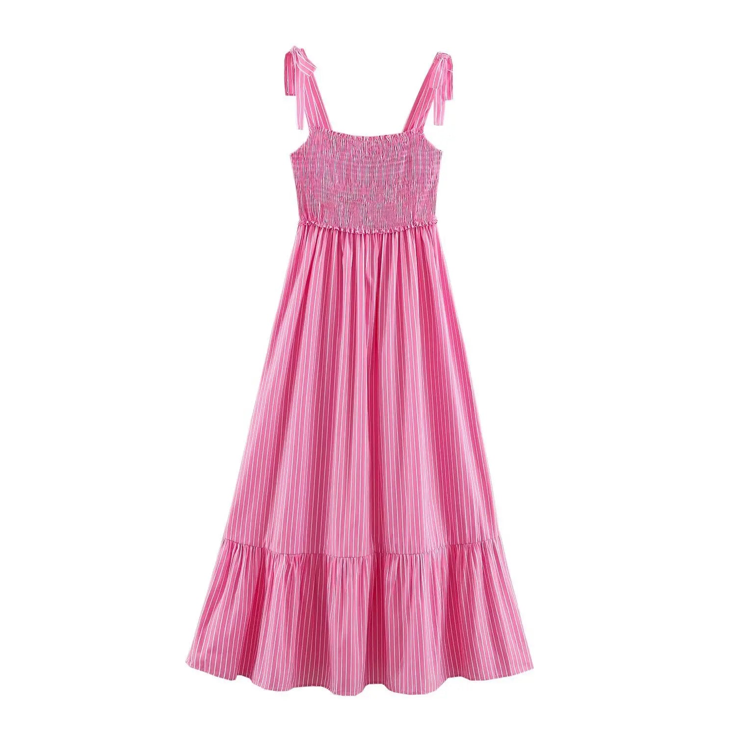 Front flat product square neck midi dress, adjustable tie straps, elastic smocked bust, two tier ruffle skirt