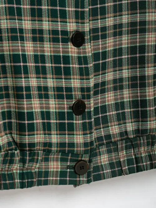Close-up of placket and hem buttons