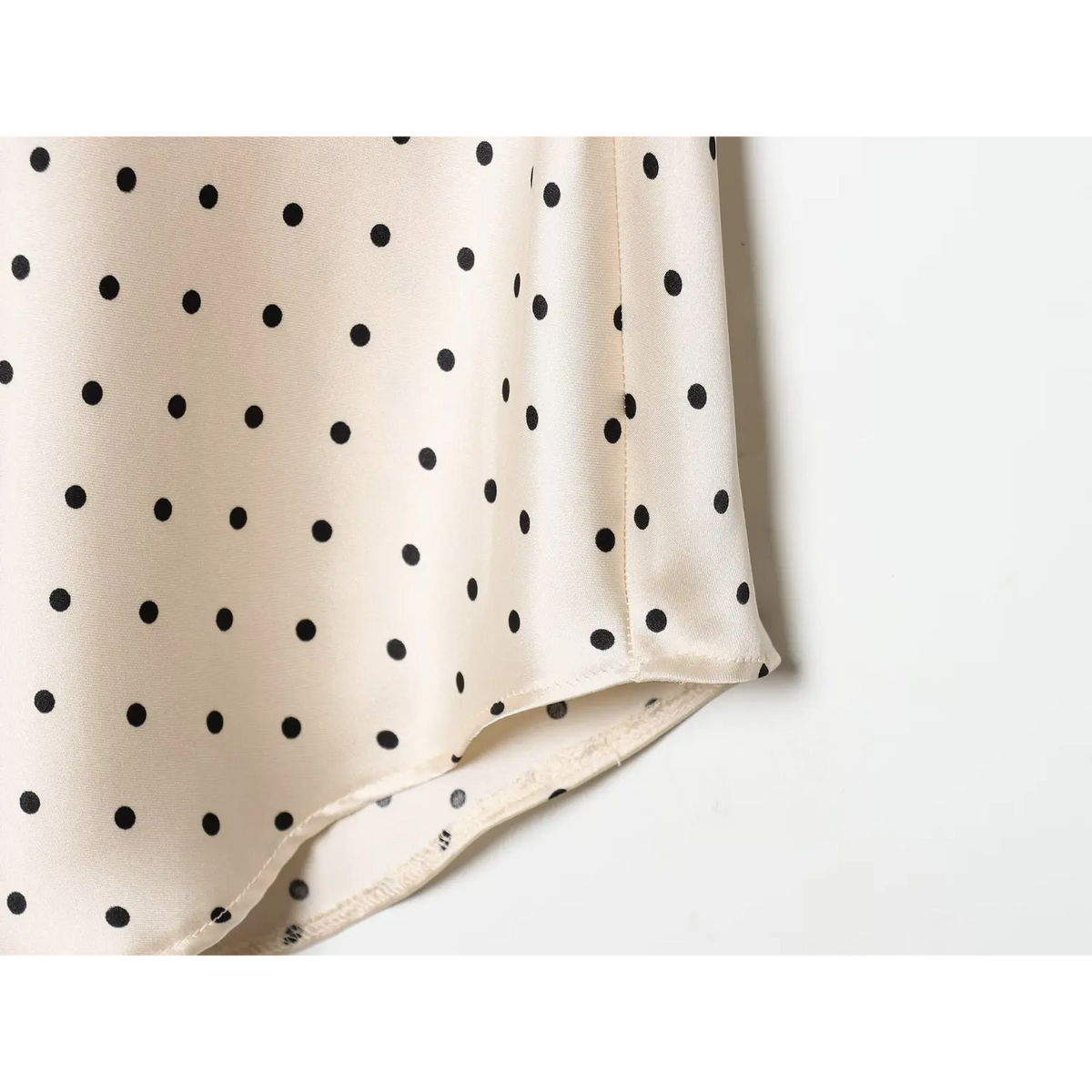 Close-up of side seam and rolled hem