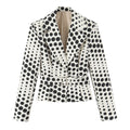 Polka dot belted peplum blazer, front flat lay