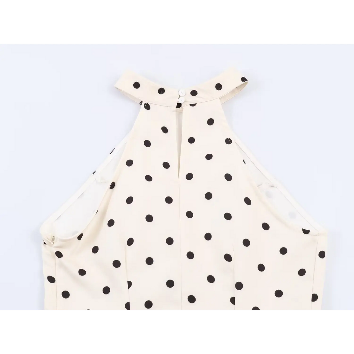 Close-up of back halter neck with keyhole