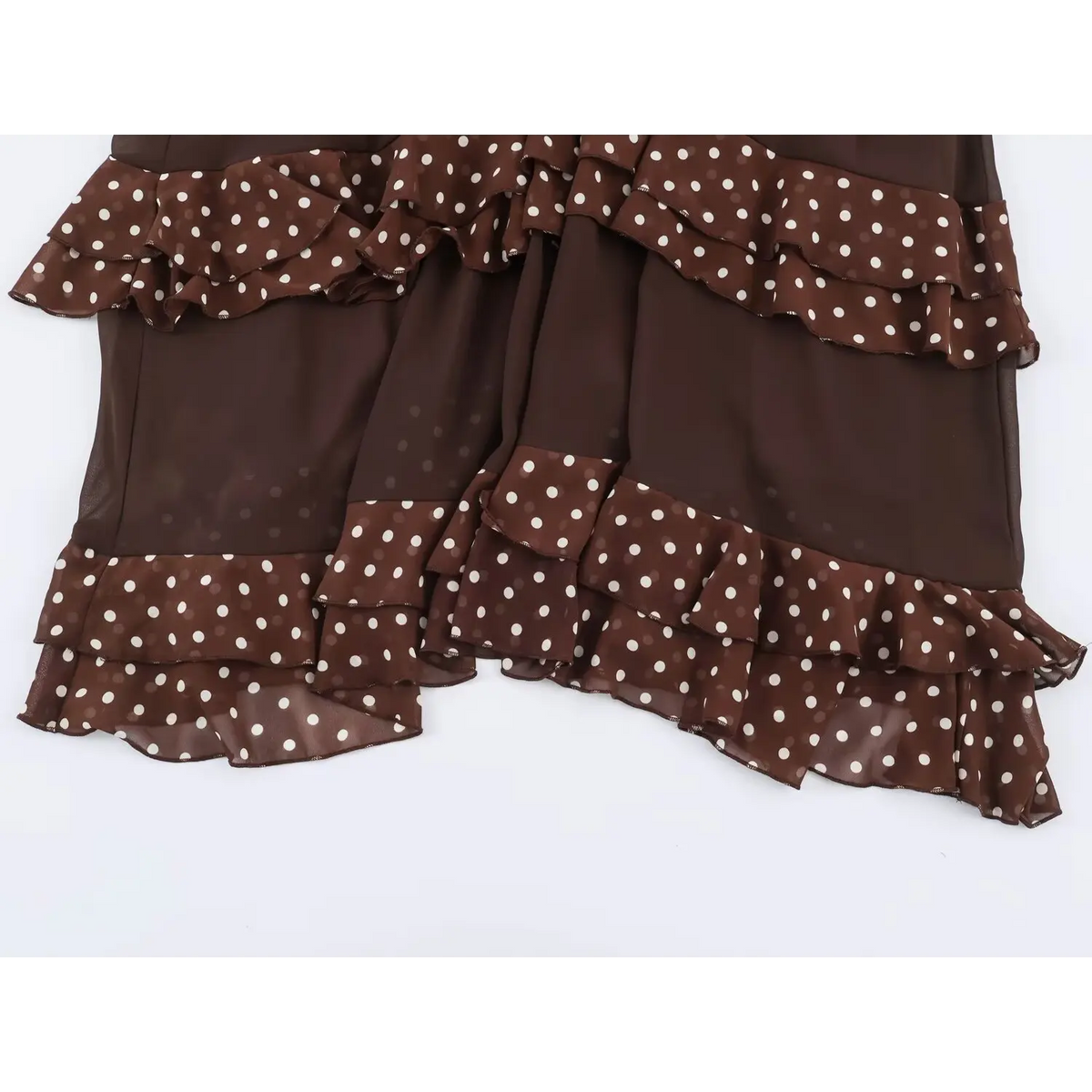 Close-up of tiered polka dot ruffle skirt