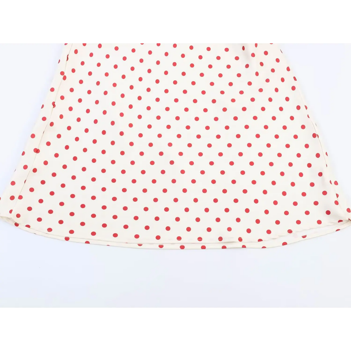 Close-up of rolled satin hem