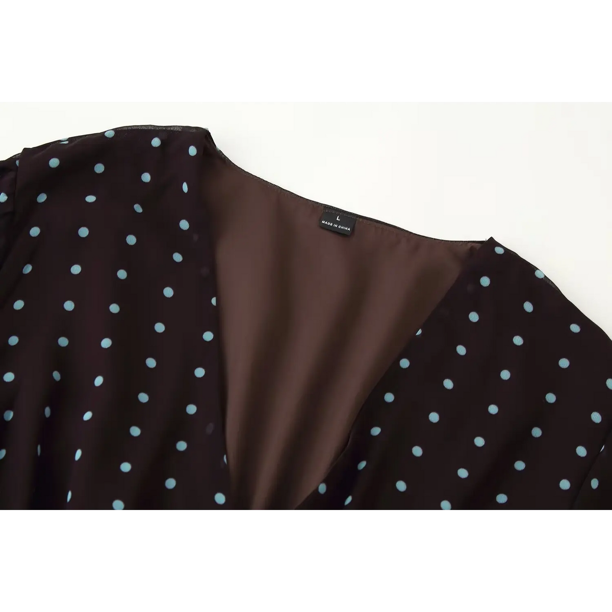 Close-up of V neckline and inner lining