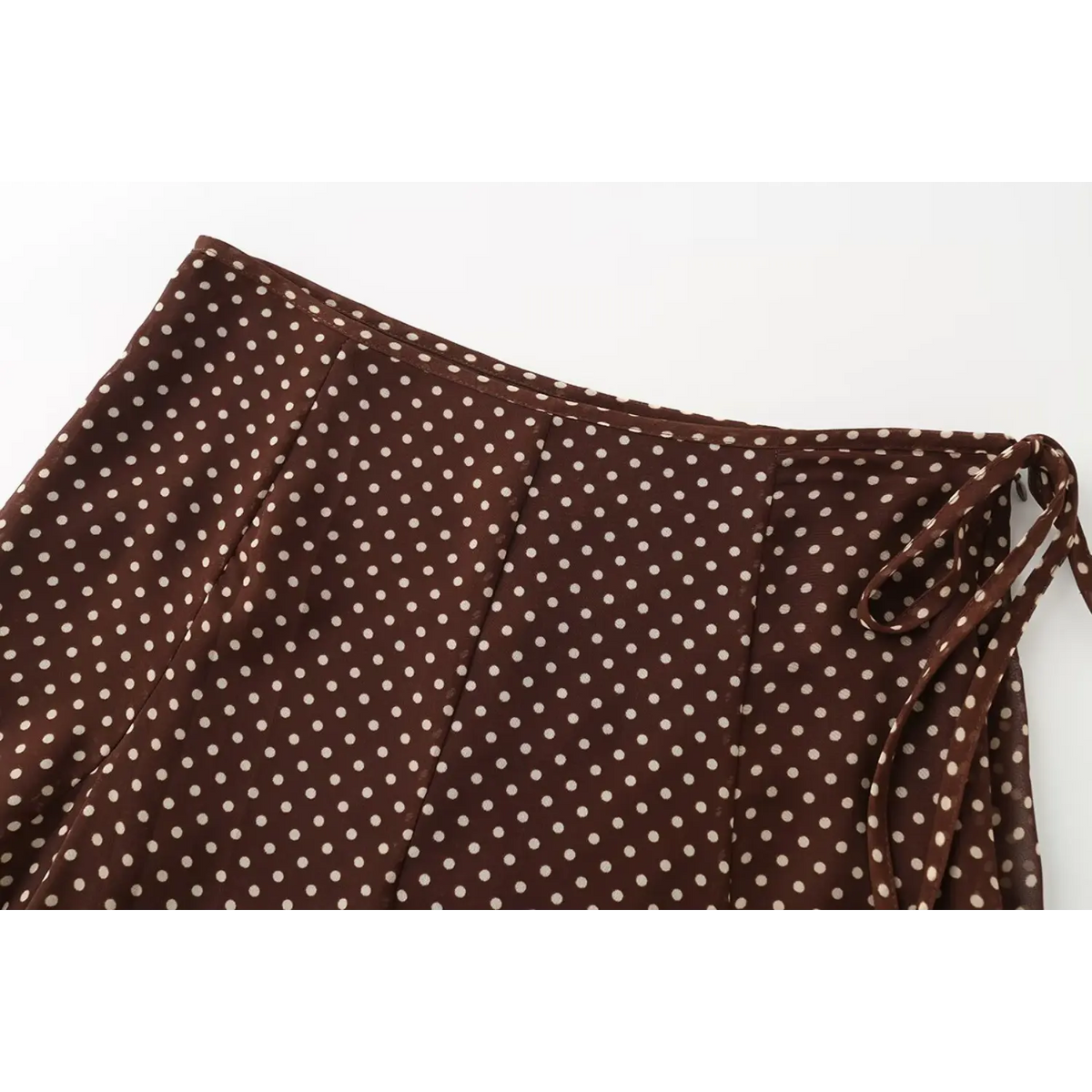Close-up of waistband and side tie